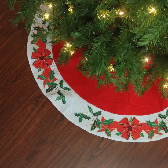 Northlight 48" Christmas Traditions Red with White Mistletoe Border Christmas Tree Skirt {1}