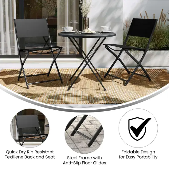 Merrick Lane Bardwell Set of 2 Versatile Flex Comfort Indoor/Outdoor Fold Chairs with Metal Frames Brown {8}