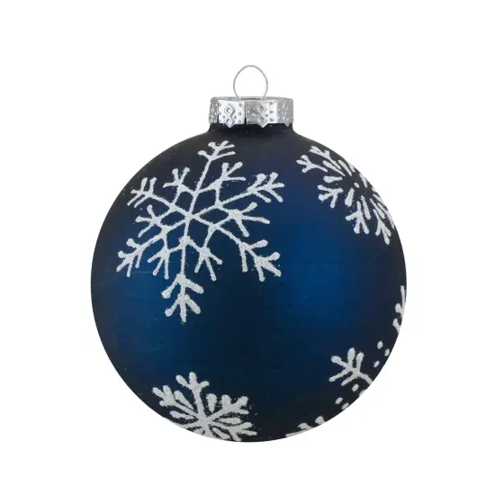 Northlight Glittered Snowflakes Glass Christmas Ball Ornaments - 2.5" (67mm) - Blue and Green - 4ct {4}