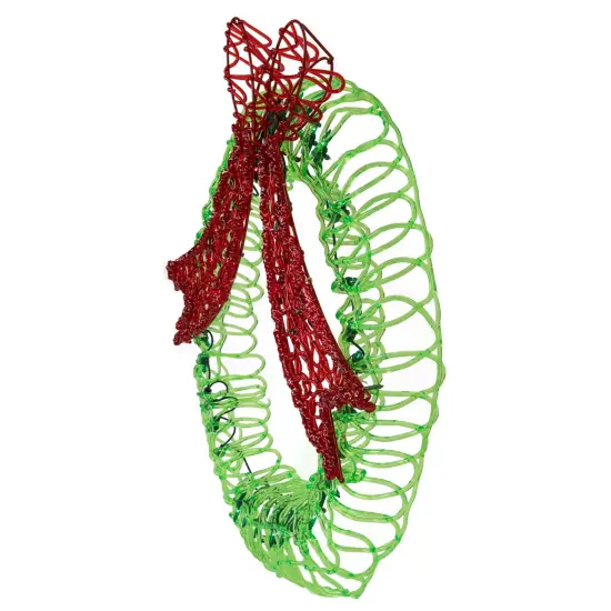 Northlight 20" Green and Red Lighted Wreath and Bow Christmas Window Silhouette Decoration {6}