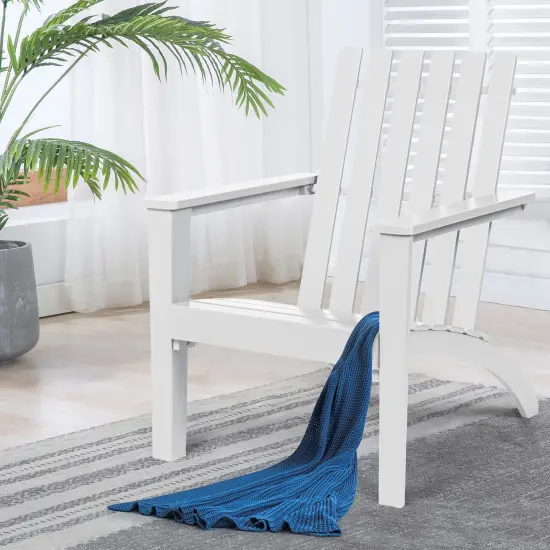 Costway Patio Adirondack Chair Acacia Wood Lounge Armrest Garden Deck White\Black\Gray {3}