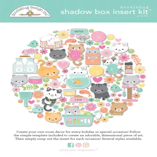 Doodlebug Design Shadow Box Insert Kit-Pretty Kitty {1}