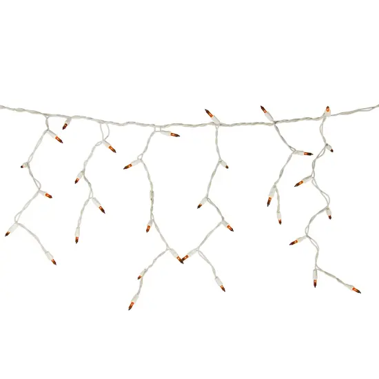 Northlight Mini Incandescent Icicle Christmas Lights - Orange - 3.5' White Wire - 100ct {4}