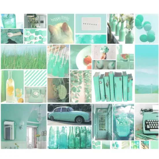Wrapables Aesthetic Scrapbooking Washi Stickers, for DIY Arts & Crafts, Diary, Stationery, Card Making, Collages, Decals (70 pcs) Serene Mint {1}