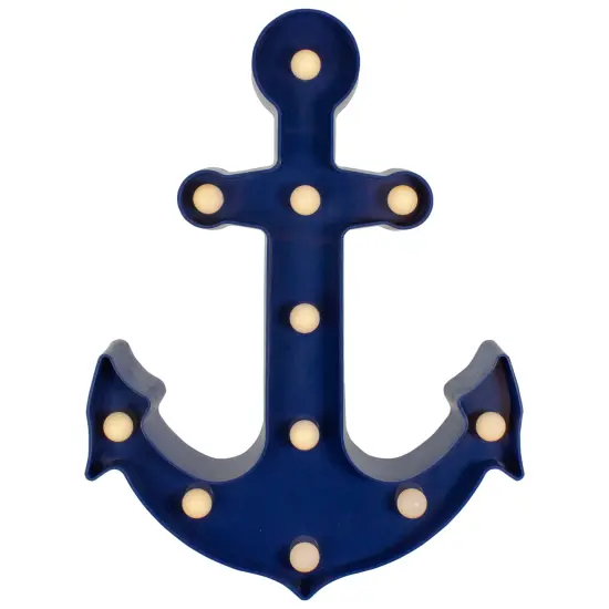 Northlight 12.5" Blue Anchor LED Marquee Wall Sign White {5}