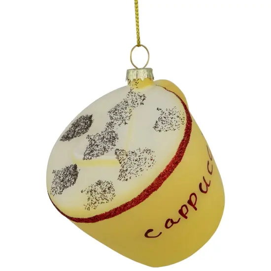 Northlight 4" Glittered Cappucino Glass Christmas Ornament Yellow {5}