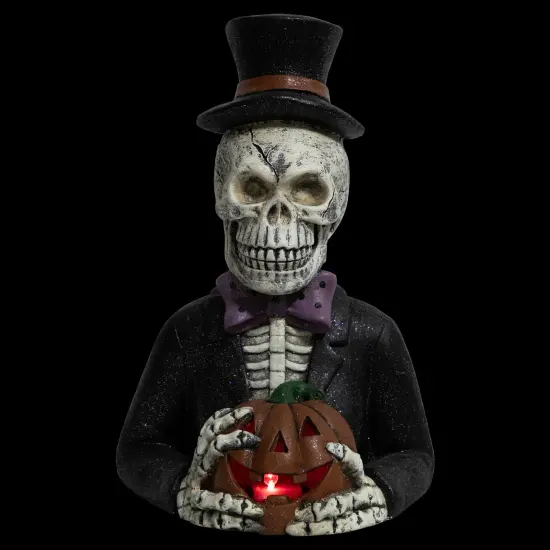 Northlight LED Lighted Skeleton with Jack-O-Lantern Halloween Decoration - 23.5" White {4}