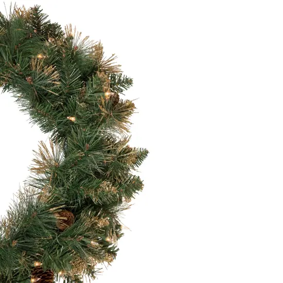 Northlight Pre-Lit Yorkshire Pine Artificial Christmas Wreath, 24-Inch, Clear Lights Green {5}