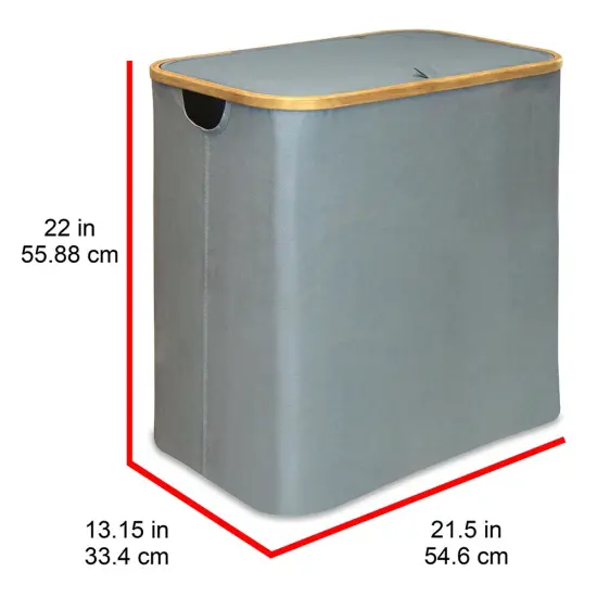 Oceanstar Double Soft Sided Laundry Hamper Sorter With Bamboo Rim Lid Blue {4}
