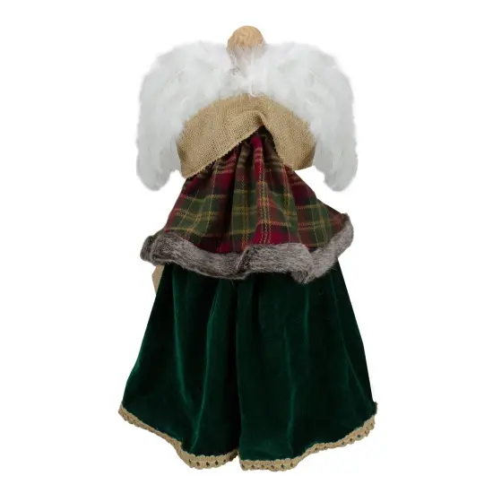 Northlight 18" Red and Green Angel in a Dress Christmas Tree Topper Accented with Holly Berries - Unlit {6}