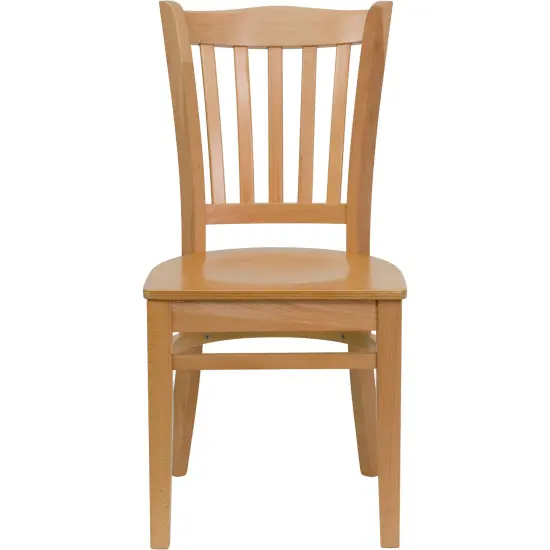 Emma and Oliver Vertical Slat Back Wooden Restaurant Dining Chair NaturalSeat/Natural {3}