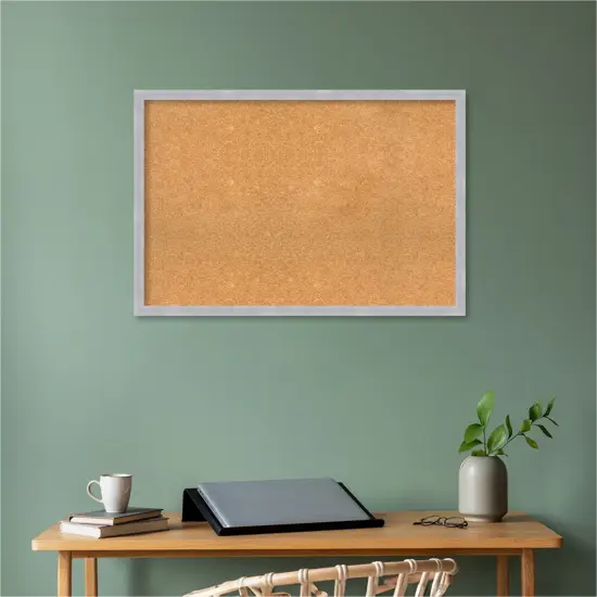 Grace Narrow Framed Corkboard, Natural Cork Nickel {5}