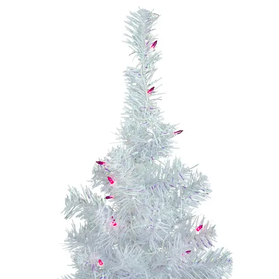 Northlight Pre-Lit Medium Rockport White Pine Artificial Christmas Tree - 3' - Pink Lights {5}