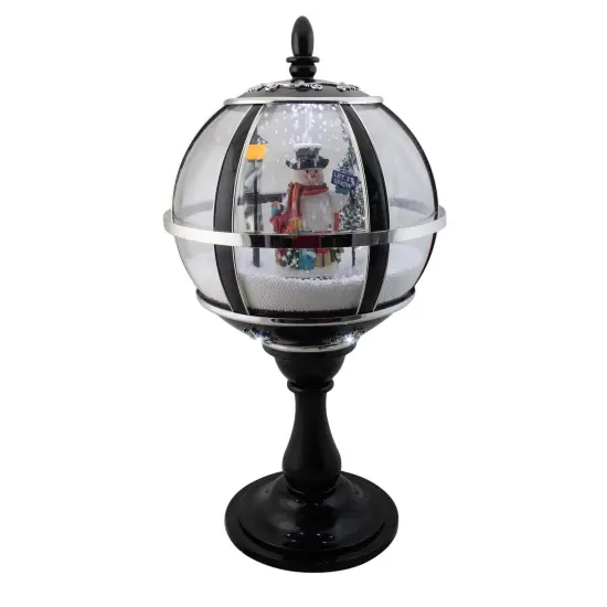 Northlight Lighted Musical Snowing Snowman Christmas Street Lamp - 23.5" - Black {1}