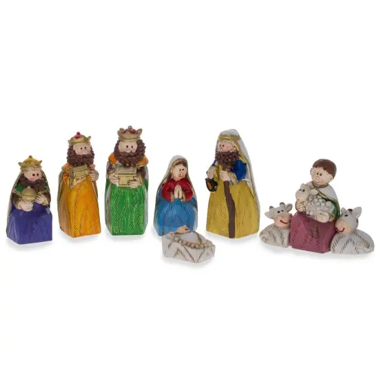 Set of 9 Hand Painted Mini Nativity Scene Set Figurines {3}