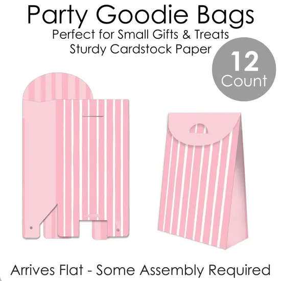 Big Dot of Happiness Pink Stripes - Simple Gift Favor Bags - Party Goodie Boxes - Set of 12 {7}