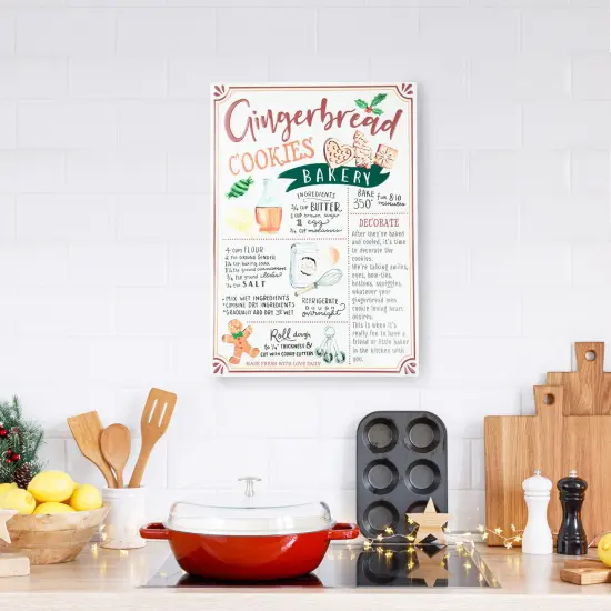 Northlight 17.25" Gingerbread Christmas Cookies Recipe Metal Wall Plaque Sign White {3}