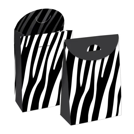 Big Dot of Happiness Zebra Print - Safari Gift Favor Bags - Party Goodie Boxes - Set of 12 {1}