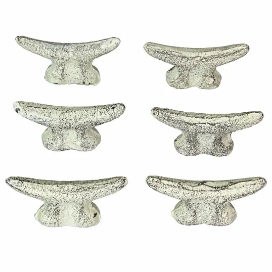 2.5 In Cast Iron Nautical Cleat Drawer Pulls Decorative Cabinet Knobs Set of 6 {1}
