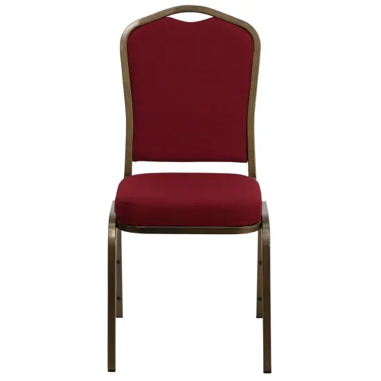 Emma and Oliver Crown Back Stacking Banquet Dining Chair BurgundyFab/GoldVein {3}