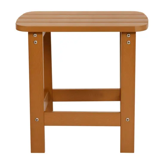 Merrick Lane Riviera Poly Resin Indoor/Outdoor All-Weather Adirondack Side Table Teak {3}