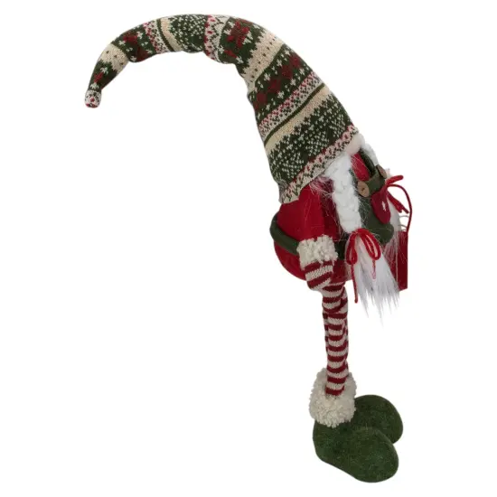 Northlight Fair Isle Standing Gnome Girl Christmas Figure - 28" - Red and Green {5}