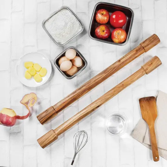 Ironwood Gourmet Acacia Wood Rolling Pins, Set of 2 Long Rolling Pins {6}