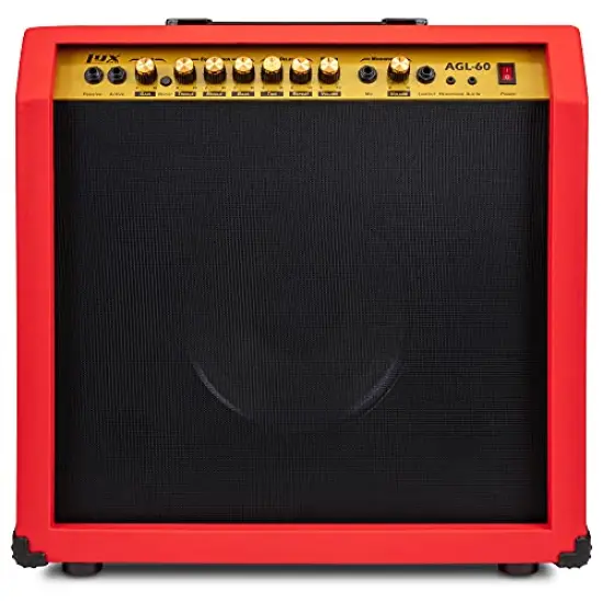 LyxPro Electric Guitar Amp, 60 Watt Portable Amplifier Red {1}