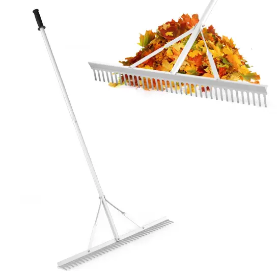 Costway Landscape Rake with 36" Head & 68" Handle Heavy-Duty Aluminum Leaf Rake for Lawns {1}