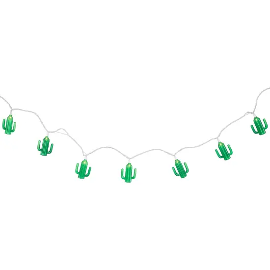 Northlight Green Cactus Patio Light Set - 6' White Wire - 10ct {5}