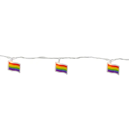 Northlight Pride Rainbow Flag Patio Light Set - 7.5' White Wire - 10ct Multi {7}