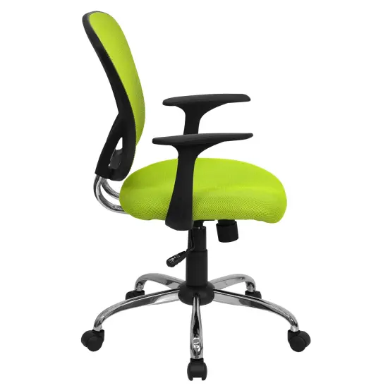 Emma and Oliver Mid-Back Mesh Swivel Task Office Chair with Chrome Base and Arms Green {5}