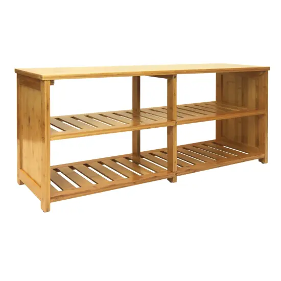 Oceanstar 10-Pair Bamboo Entryway Storage Bench. Brown {1}