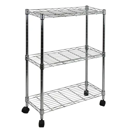Oceanstar 3-Tier Shelving All-Purpose Utility Cart Silver {1}