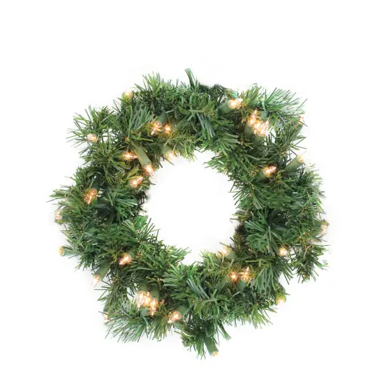 Allstate Pre-Lit Artificial Deluxe Windsor Pine Christmas Wreath - 10" - Clear Lights Green {1}