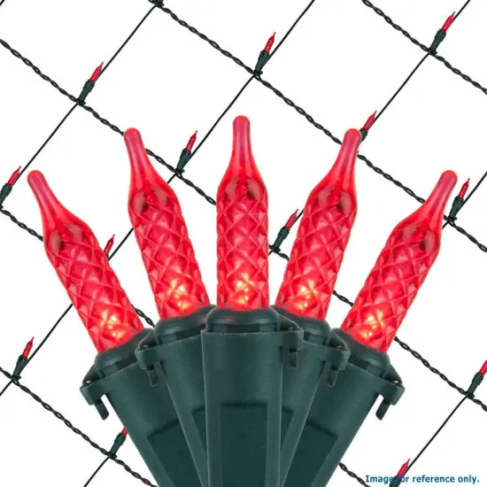 4x6 Ft. M5 LED Net Lights - 100 Red Lamps on Green Wire {1}