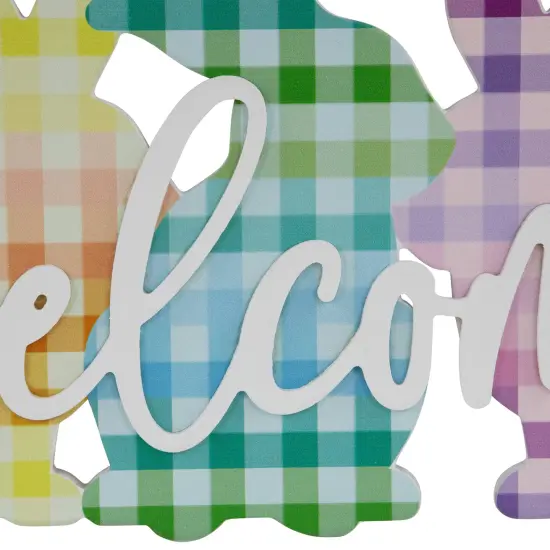 Northlight Gingham Bunnies Welcome Easter Wall Sign - 13.75" Multi {7}