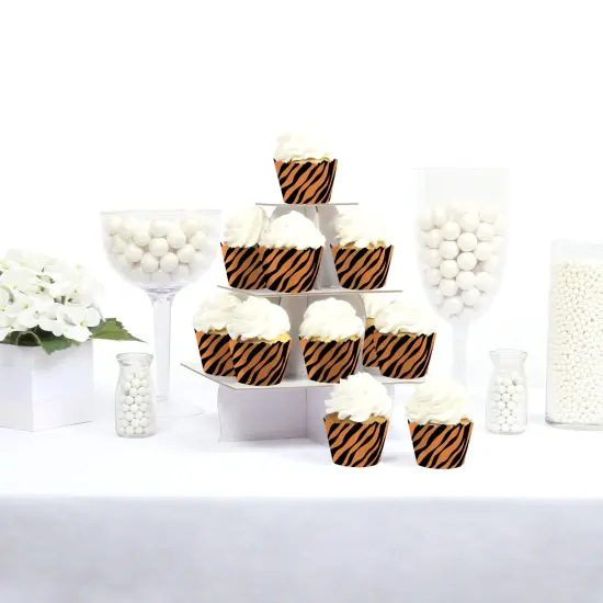Big Dot of Happiness Tiger Print - Jungle Party Decorations - Party Cupcake Wrappers - Set of 12 {3}