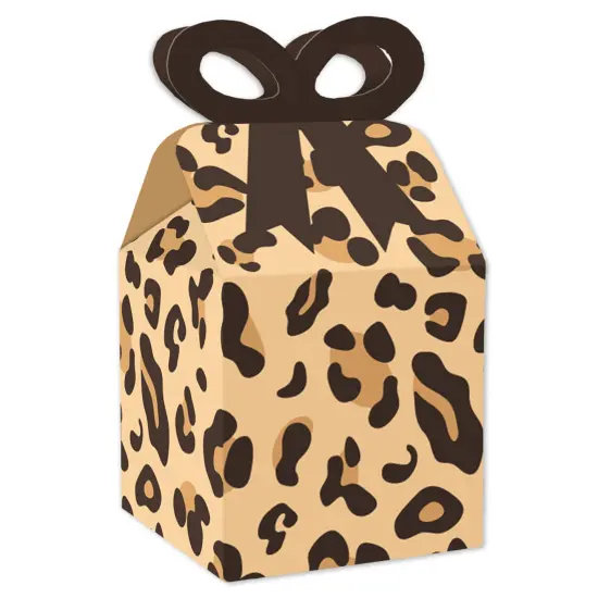 Big Dot of Happiness Leopard Print - Square Favor Gift Boxes - Cheetah Party Bow Boxes - Set of 12 {1}