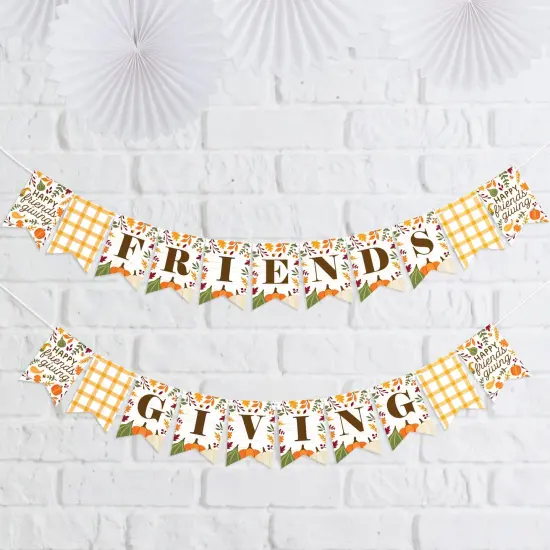 Big Dot of Happiness Fall Friends Thanksgiving - Friendsgiving Party Mini Pennant Banner {1}