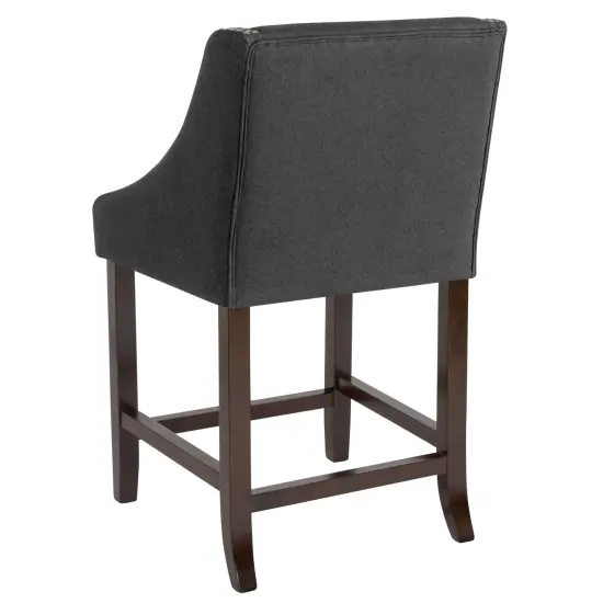 Merrick Lane Taylorsville 24 Inch Counter Height Stool with Nailhead Trim - Set of 2 Charcoal Fabric {4}