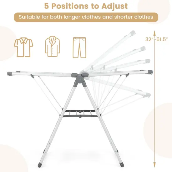 Costway 2-Layer Space-saving Aluminum Drying Rack Collapsible Clothes Drying Rack {6}