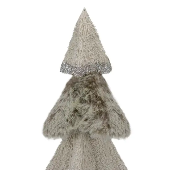 Northlight Sisal and Faux Fur Christmas Tree with Glitter - 20" - Gray {4}