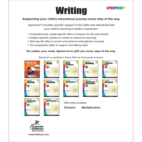 Spectrum Writing 3rd Grade Workbooks, Learn to Write a Story, to Inform, an Opinion, Handwriting Practice for Kids 8-10, Classroom or Homeschool Curriculum {2}