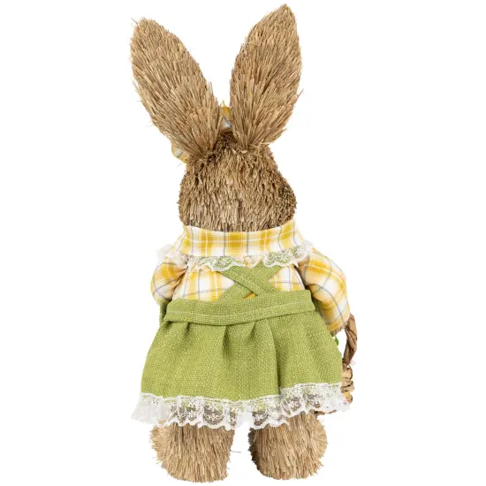 Northlight Girl Sisal Rabbit with Easter Basket Figure - 13.75" - Yellow and Green {5}