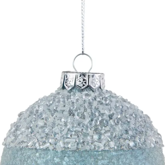 Northlight 4" Silver and Blue Beaded Glass Christmas Ornament {5}