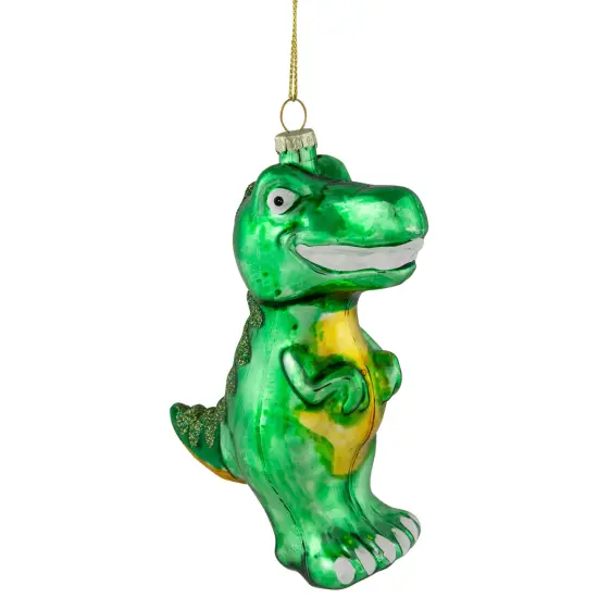Northlight 4.75" Green Dinosaur Glass Christmas Ornament {4}