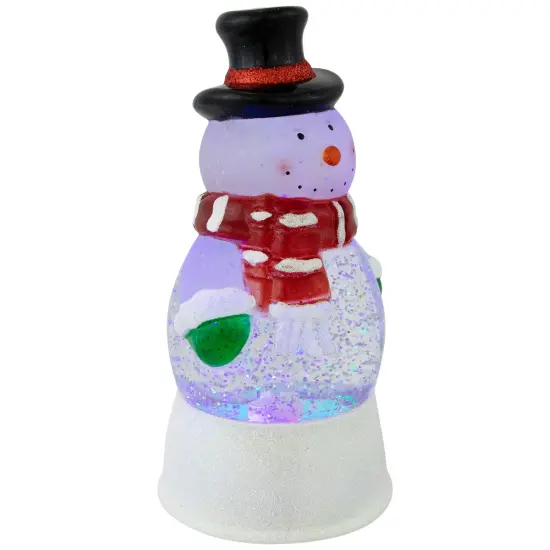 Northlight 7" LED Lighted Color Changing Snowman Christmas Glittering Snow Dome White {6}