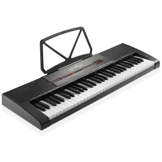 Ashthorpe 61-Key Digital Electronic Keyboard&nbsp;Piano, Beginner Kit with Stand, Bench, Headphones, Mic and Keynote Stickers {2}