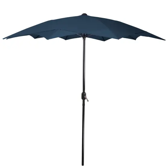Northlight 8.5ft Outdoor Patio Lotus Umbrella with Hand Crank, Navy Blue {1}
